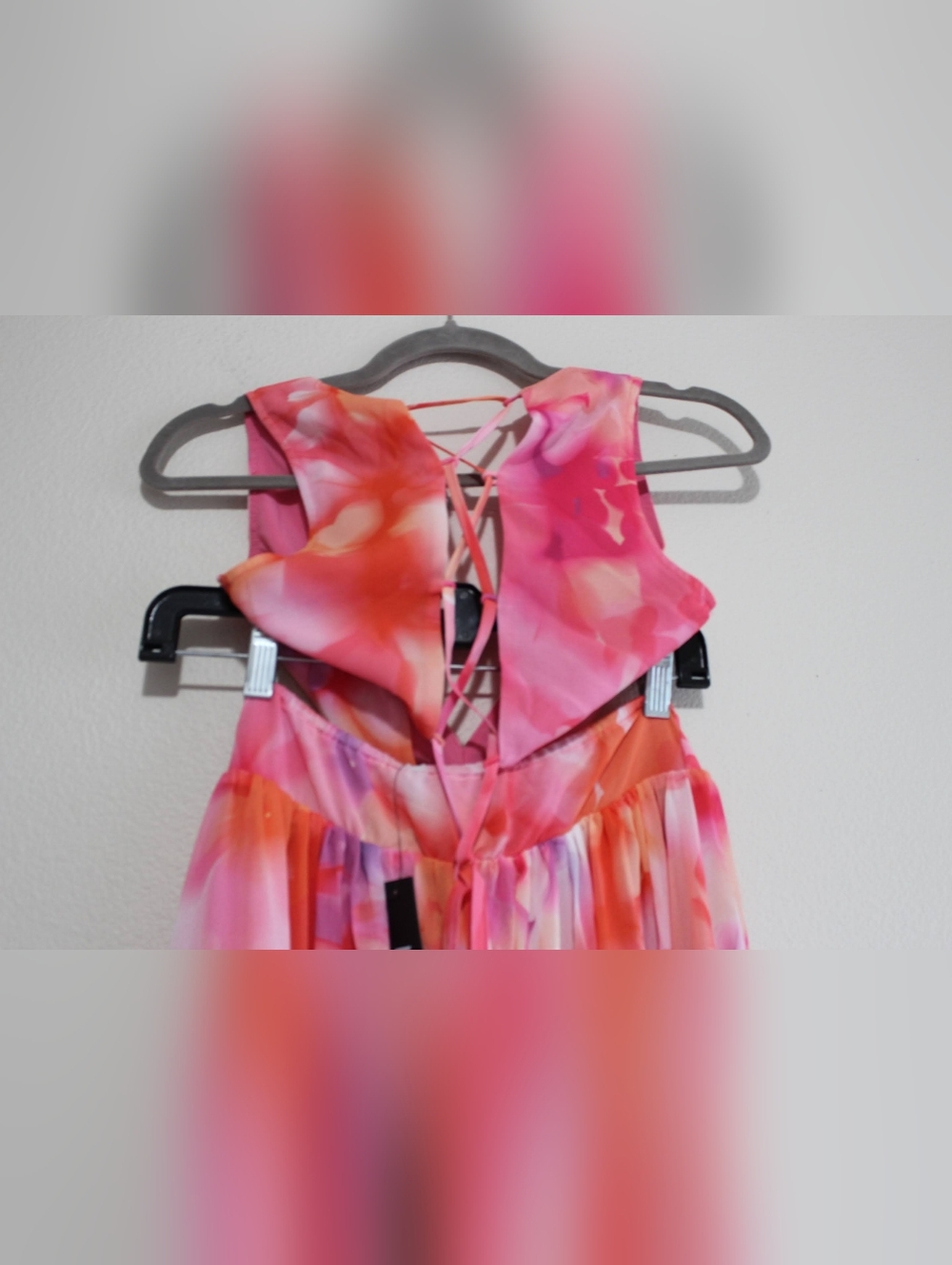 NWT Lulu's Elisanna Pink Multi Floral Lace-Up Midi Dress Size Small - Picture 8 of 16